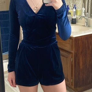 Velvet Blue Romper one clothing LA